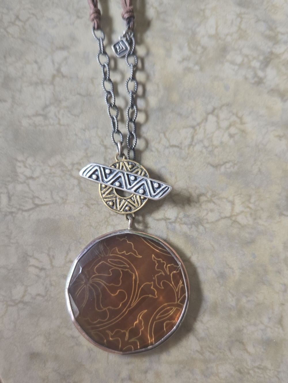 SILPADA N2230 Amber Wave Etched Shell - Picture 4 of 6
